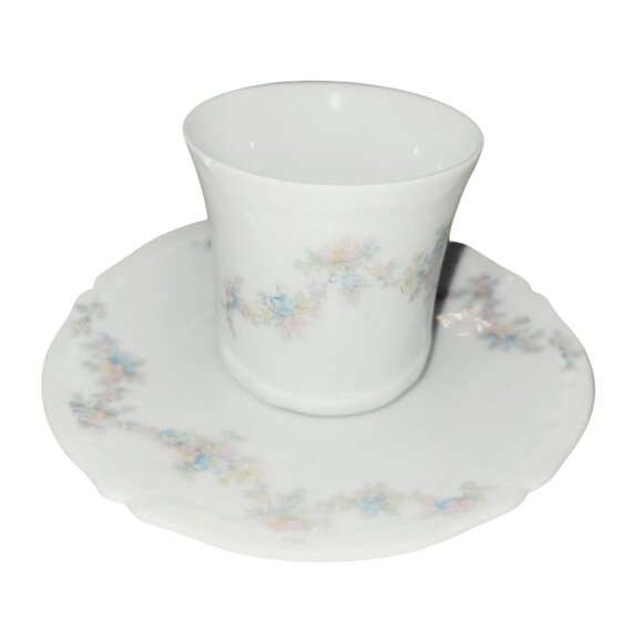 Vintage Teacup and Saucer Set by OBERPFALZ Bone China Pink Blue Floral Bavaria - Picture 4 of 11